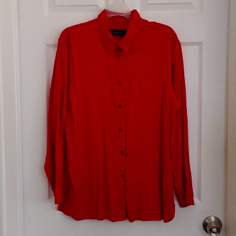 Women's red long sleeve blouse